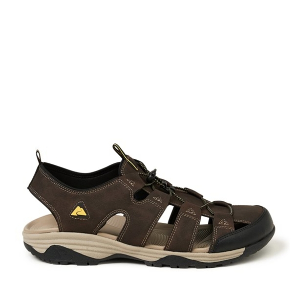 NEW Ozark Trail Men's Outdoor Vegan Leather Brown Round Toe Fisherman Sandals - Picture 2 of 5